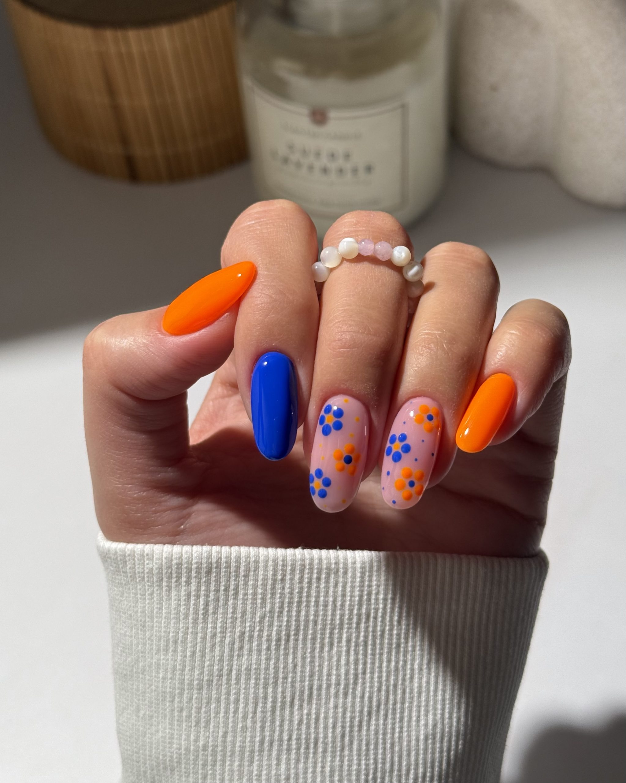 Mixed Colors with Floral Accent — Holiday Nail Colors 2026
