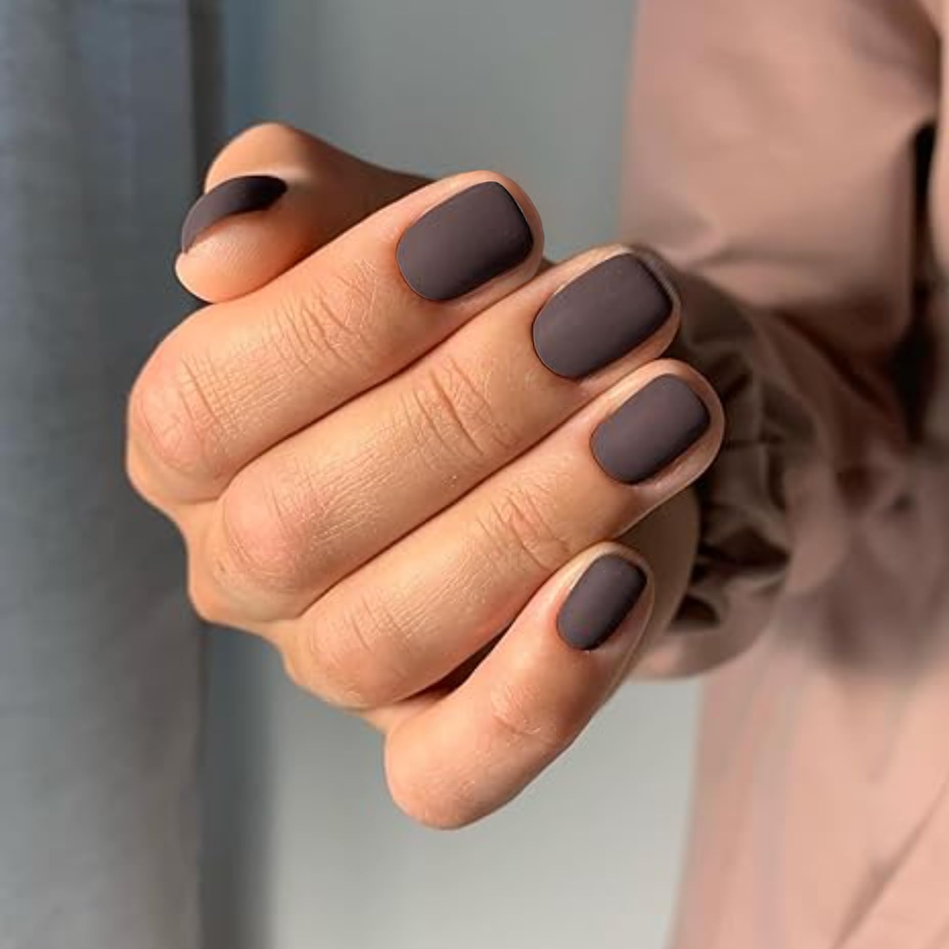 Short Matte Deep Brown Square Nails Short Matte Deep Brown Square Nails β Winter Matte Nails