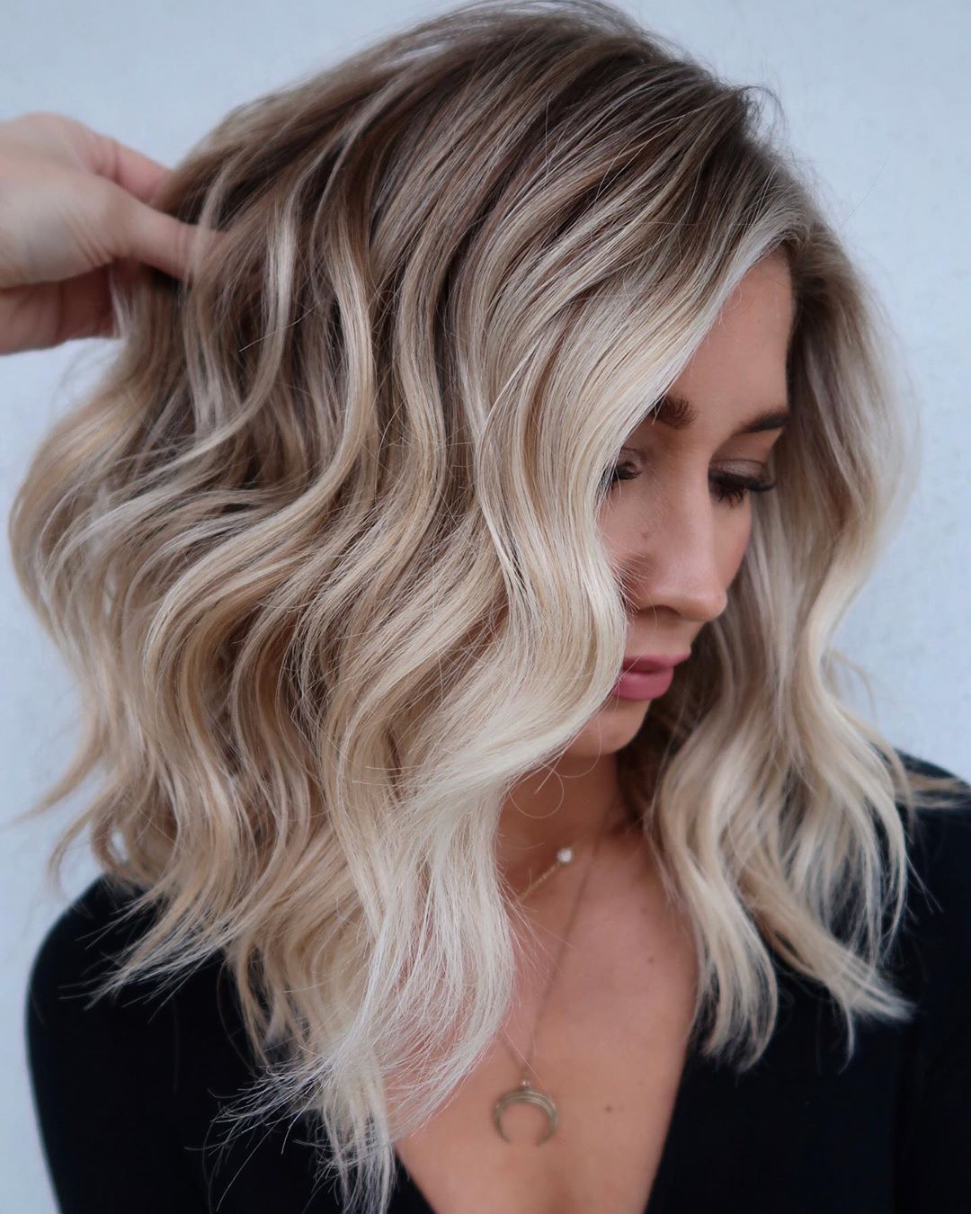Bright Platinum Balayage on a Lob Bright Platinum Balayage on a Lob β Winter Balayage