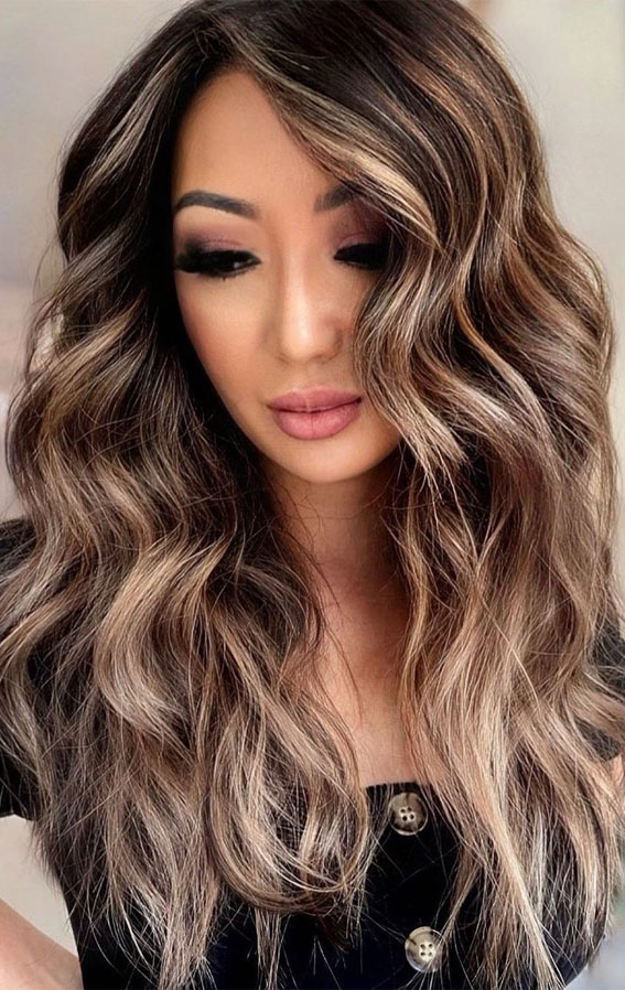 Mid-Back Dark Chocolate With Creamy Blonde Highlights — Winter Highlights