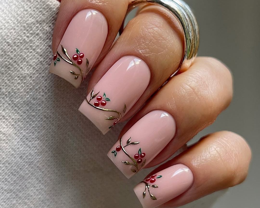 Glossy With Glitter Visual Idea Glossy With Glitter Visual Idea β Wine Christmas Nails 2026