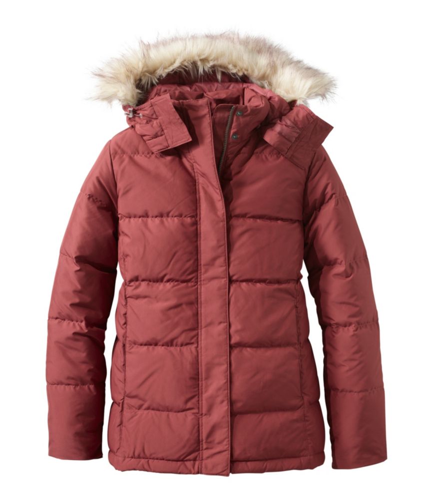 Red Mid-Length Puffer Jacket with Faux Fur Trim for Winter Appeal — Winter Jackets for Women