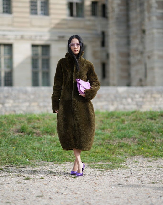 Olive Faux Fur Coat Over Dress: Bold Birthday Statement — Winter Birthday Outfits