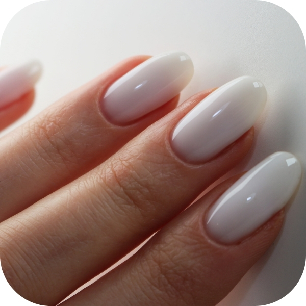 Medium Oval Milky White Glossy Nails — Everyday Winter Nails