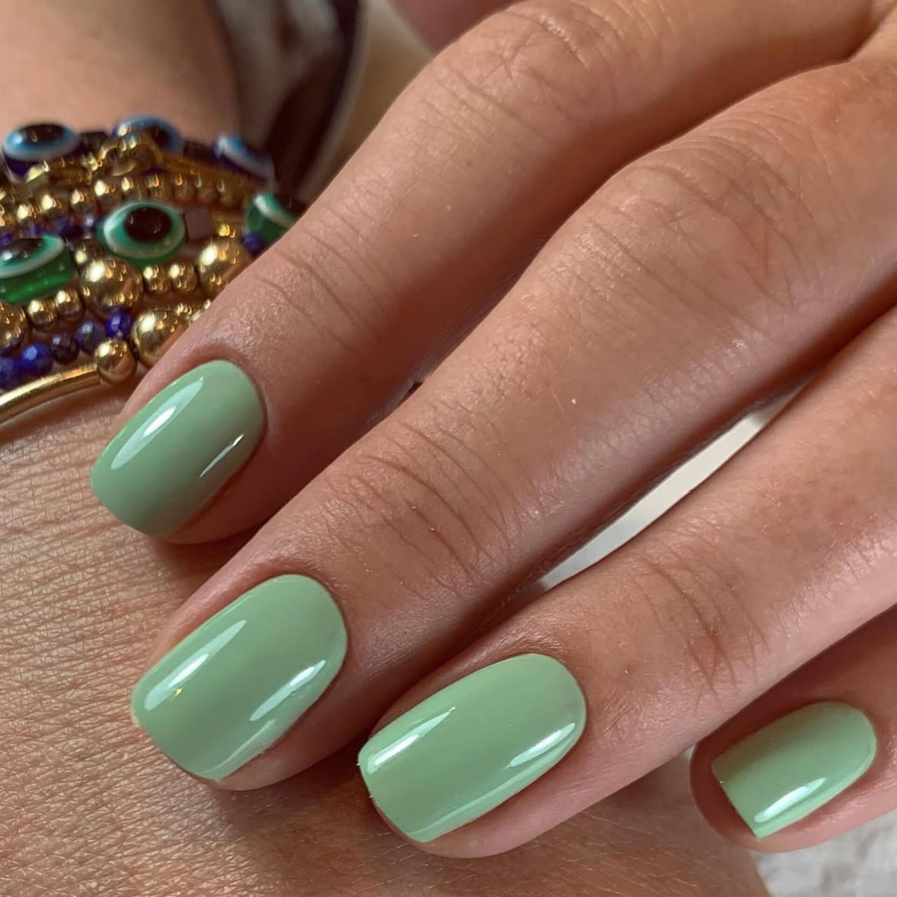 Soft Sage Green Glossy Oval Nails Soft Sage Green Glossy Oval Nails β Winter Green Nails