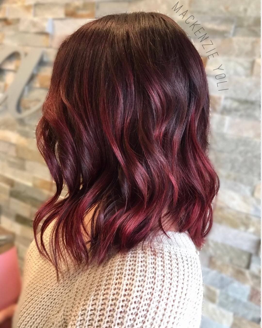 Dark Base With Cherry Red Balayage Visual Idea Dark Base With Cherry Red Balayage Visual Idea β Cherry Cola Hair Color