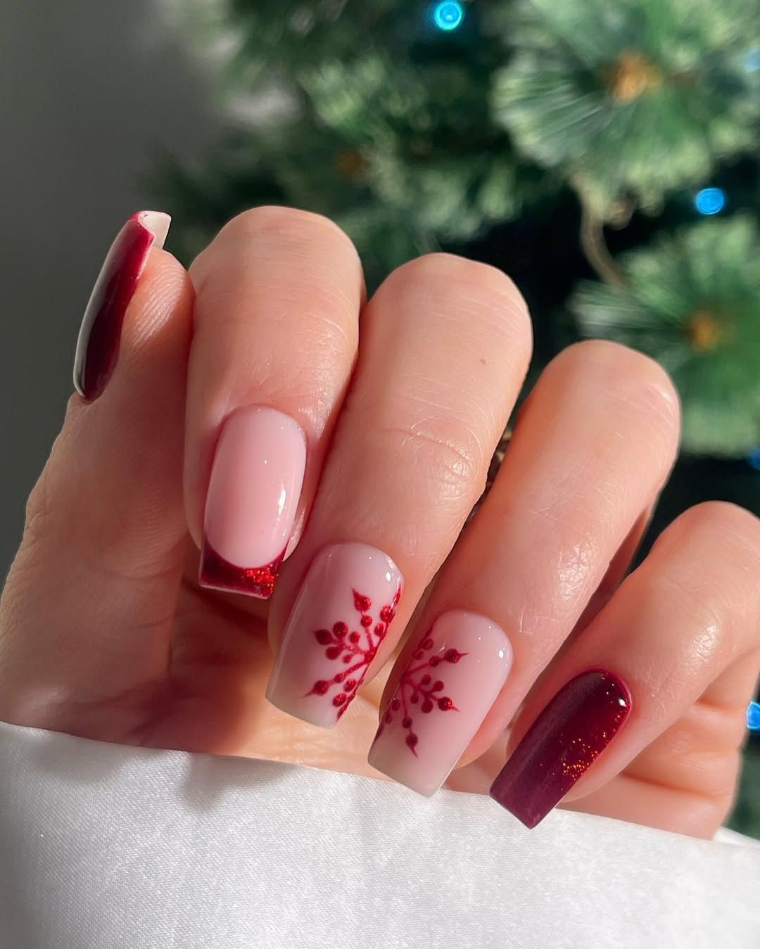 Reindeer and Christmas Tree Nails Reindeer and Christmas Tree Nails β Christmas Square Nails 2026