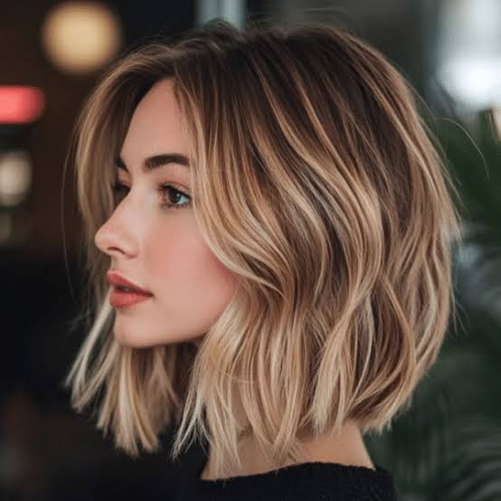 Honey Blonde Balayage Lob — Winter Lob Haircuts