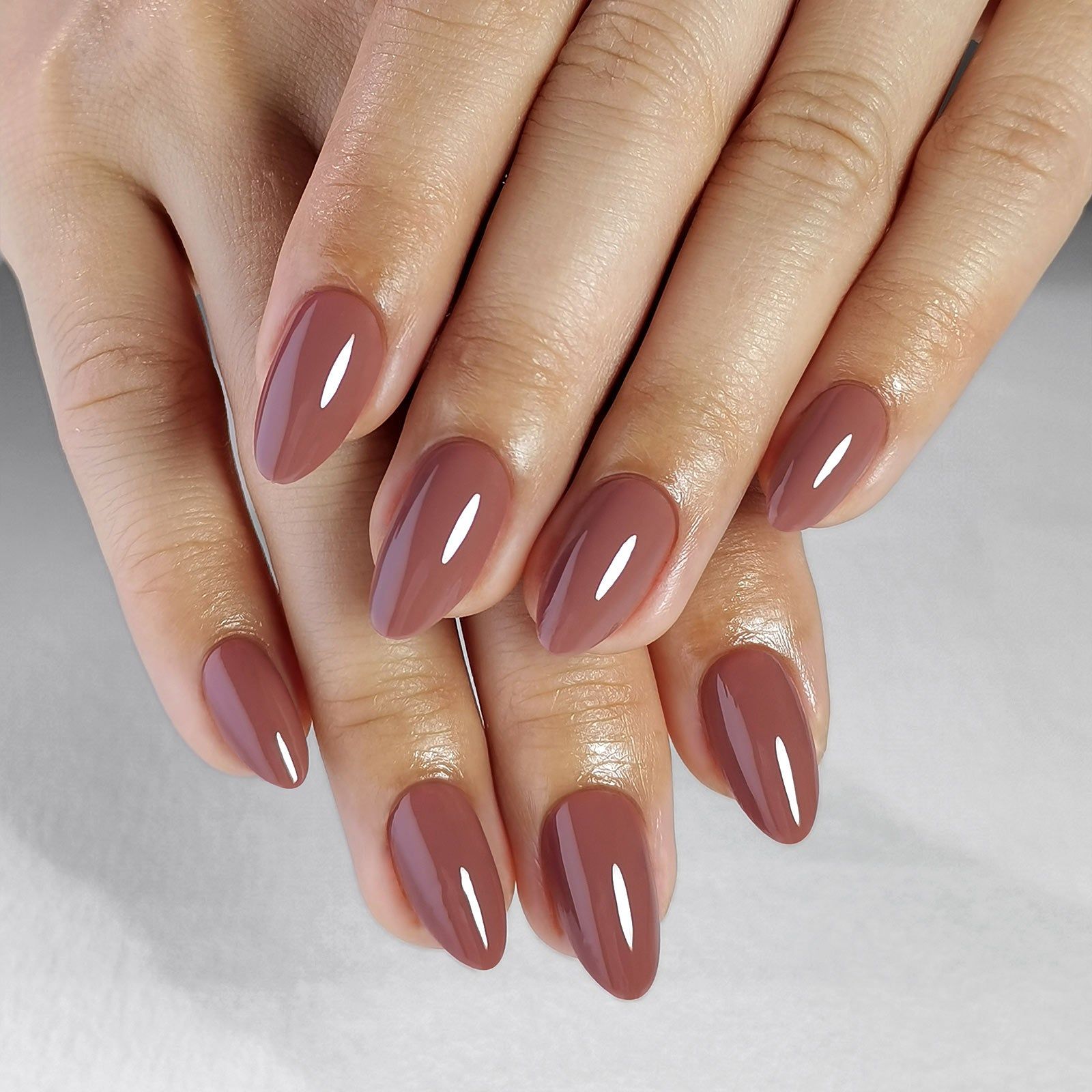 Muted Rose Brown With Warm Undertones Visual Idea — Short Winter Almond Nails