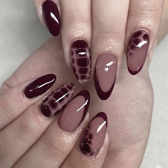 Pale Pink Base With Dark Brown French Pale Pink Base With Dark Brown French β Winter Nail Colors for Women Over 40