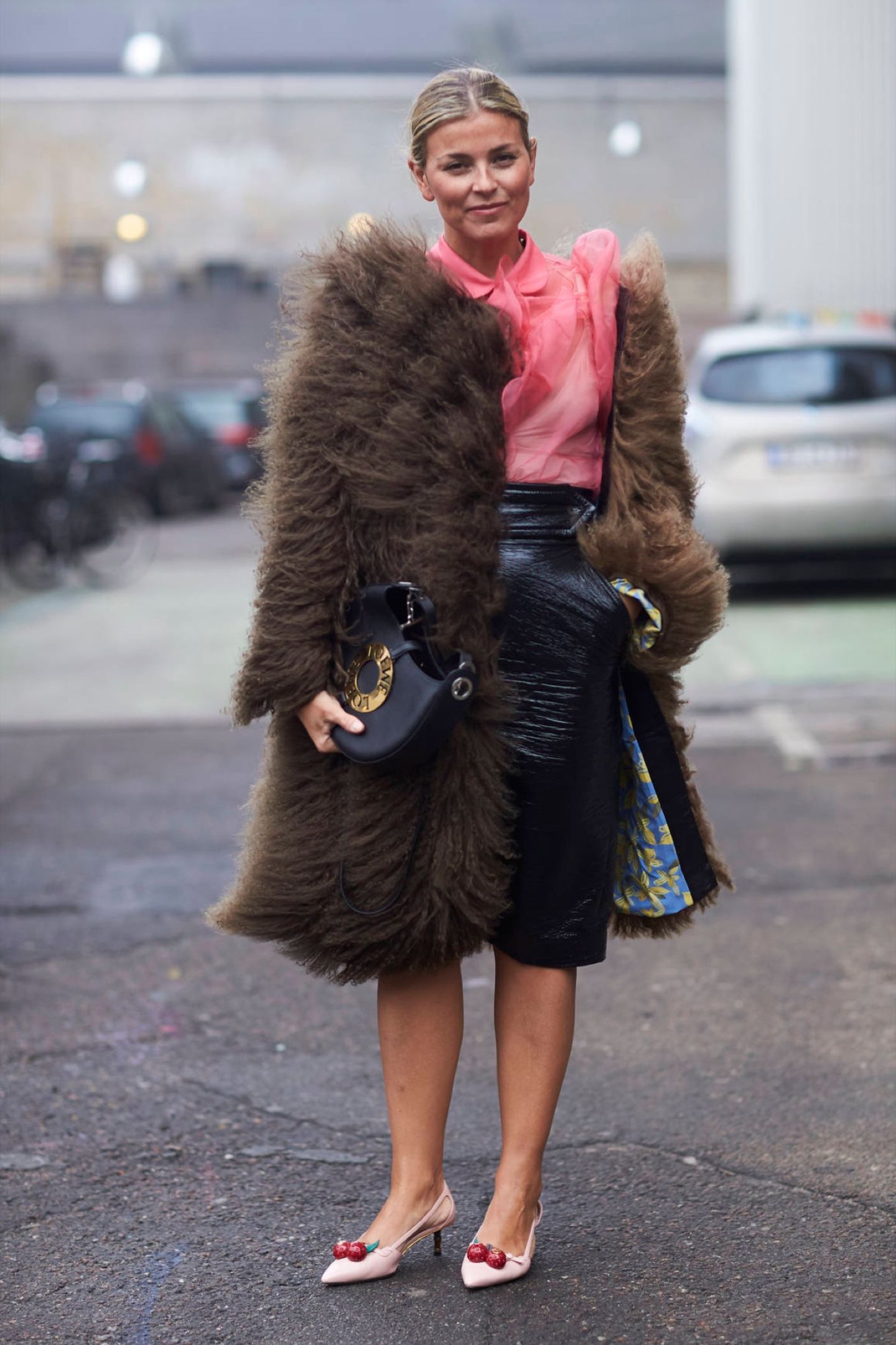 Faux Fur Silk Patent Leather Shaggy Dark Brown Faux Fur Coat: Closet vs. Buy — Faux Fur Coat Outfits