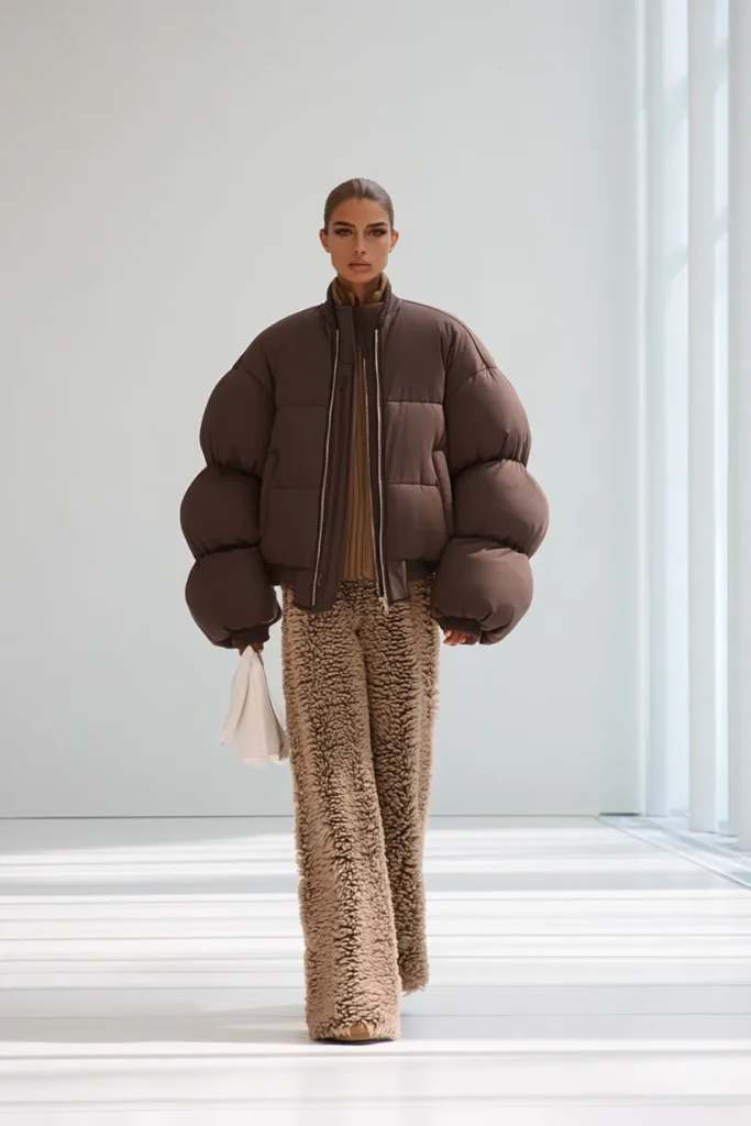 Chunky Puffer and Wide-Leg Trousers for Cozy Chic Chunky Puffer and Wide-Leg Trousers for Cozy Chic β Warm Winter Outfits