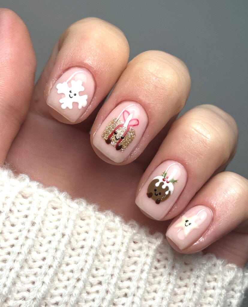 Cute Christmas Character Short Square Nails Cute Christmas Character Short Square Nails β Christmas Gel X Nails 2026