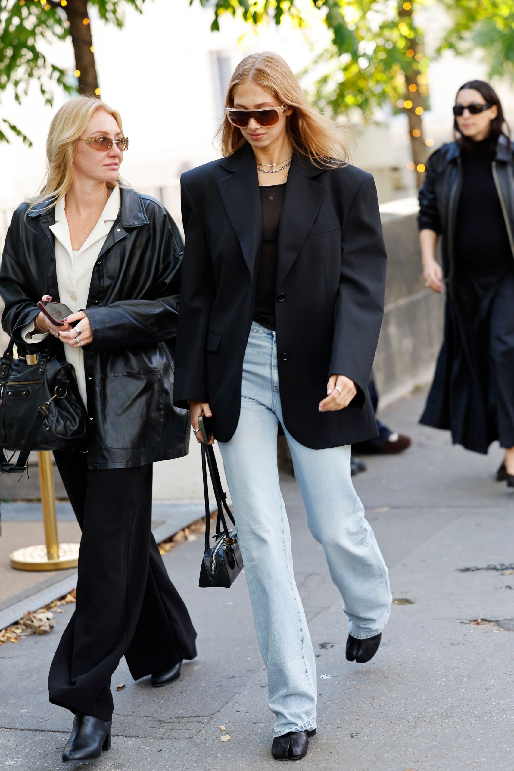 Oversized Blazer with Sheer Top and Jeans Oversized Blazer with Sheer Top and Jeans β Winter Business Casual Outfits