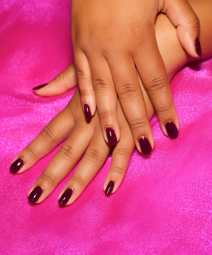 Deep Berry Red Opaque Visual Idea — Winter Gel Nail Colors