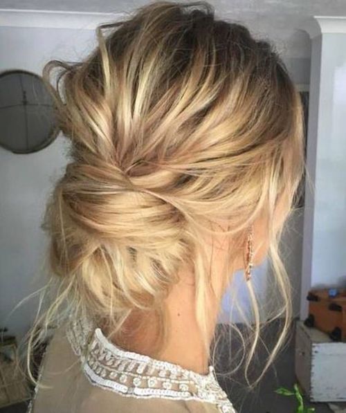 Messy Textured Blonde Updo Messy Textured Blonde Updo β Winter Haircuts for Thin Hair