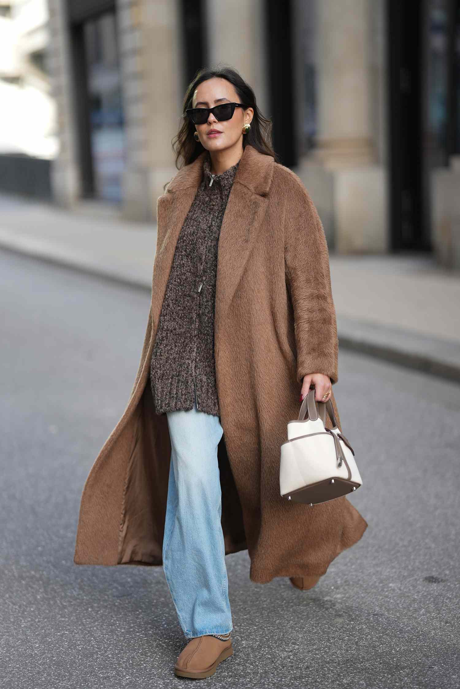 Ultimate Cozy: Teddy Coat with Zip-Up Sweater — Winter Outfits with Wide Leg Jeans