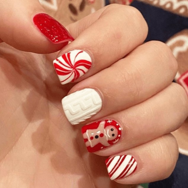 Playful Christmas Motifs Short Square Nails Playful Christmas Motifs Short Square Nails β Easy Christmas Nails 2026
