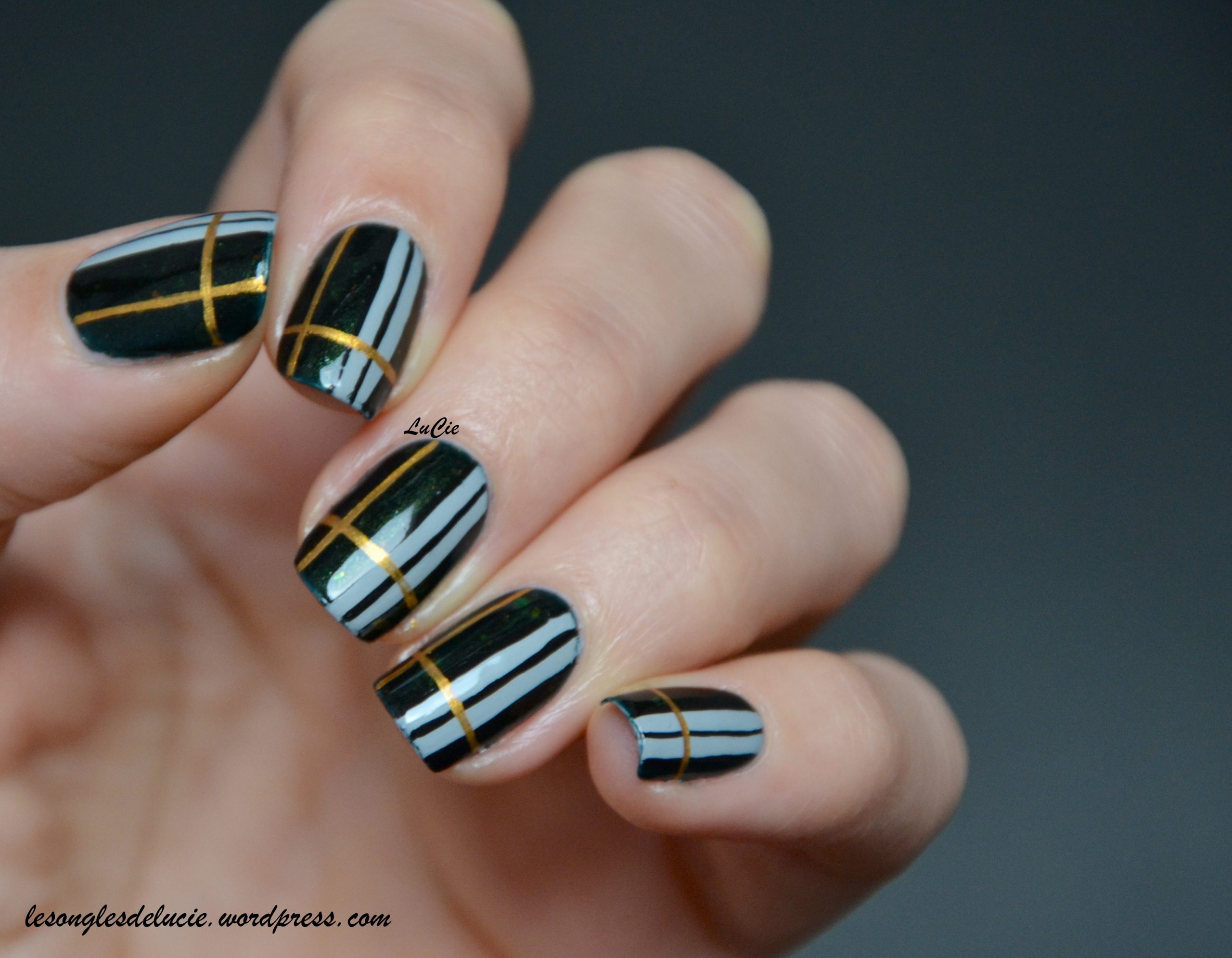 Clean Lines Even Application Visual Idea — Dark Green Winter Nails