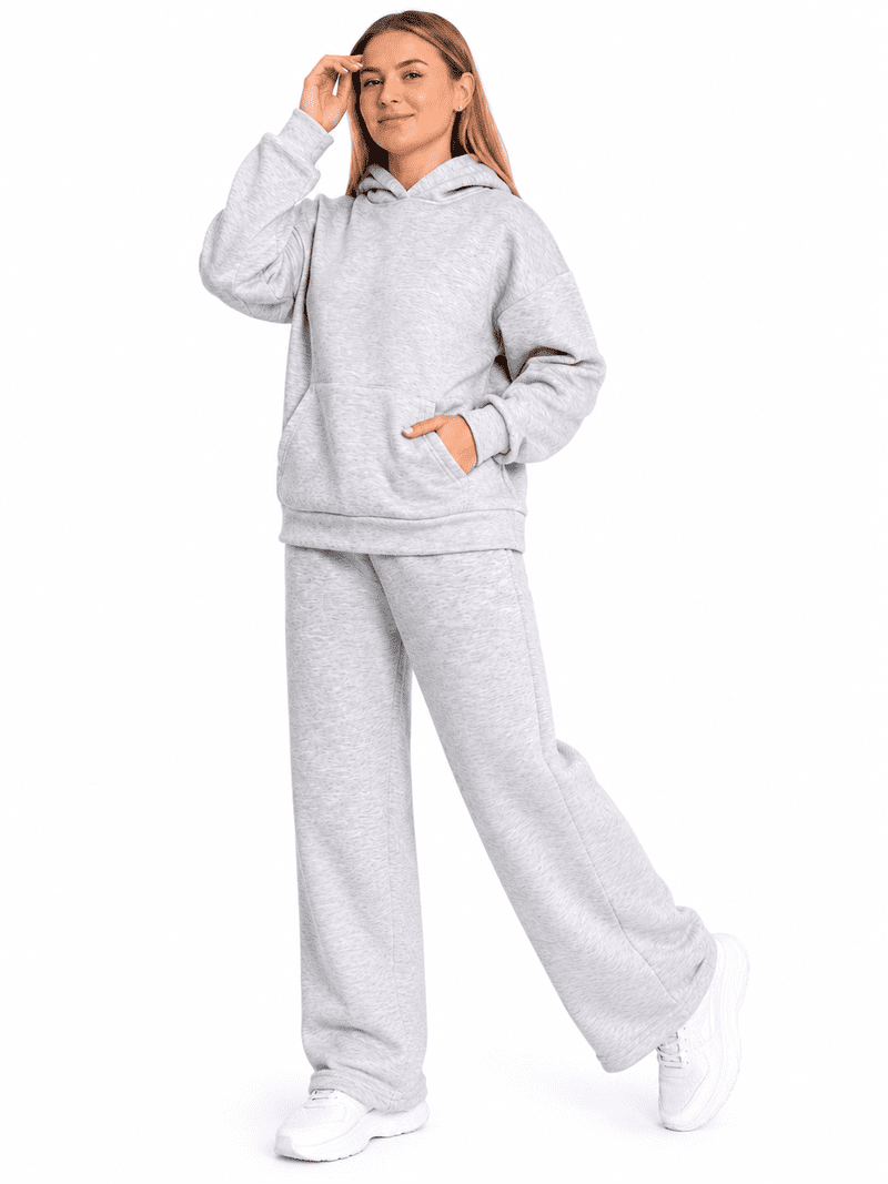 Grey Fleece Hoodie and Sweatpants Set — Hoodie Outfits