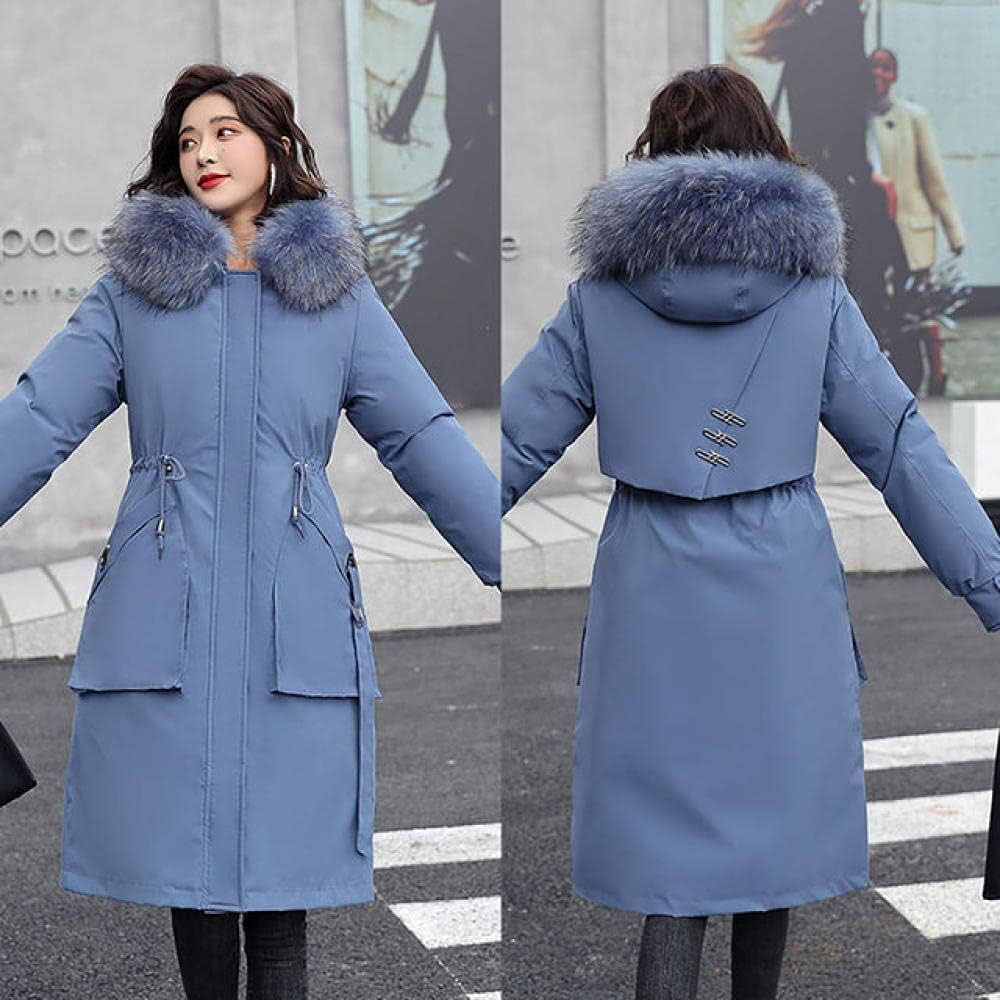 Long Blue Puffer Coat with Fur-Trimmed Hood and Patterned Sweater — Winter Puffer Jacket Outfits