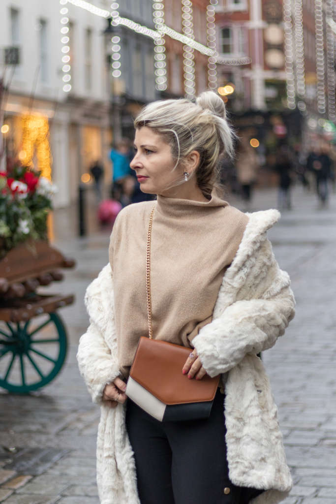Evening Event Formal White Faux Fur Coat with Black Beret: Elevated Formality — Faux Fur Coat Outfits