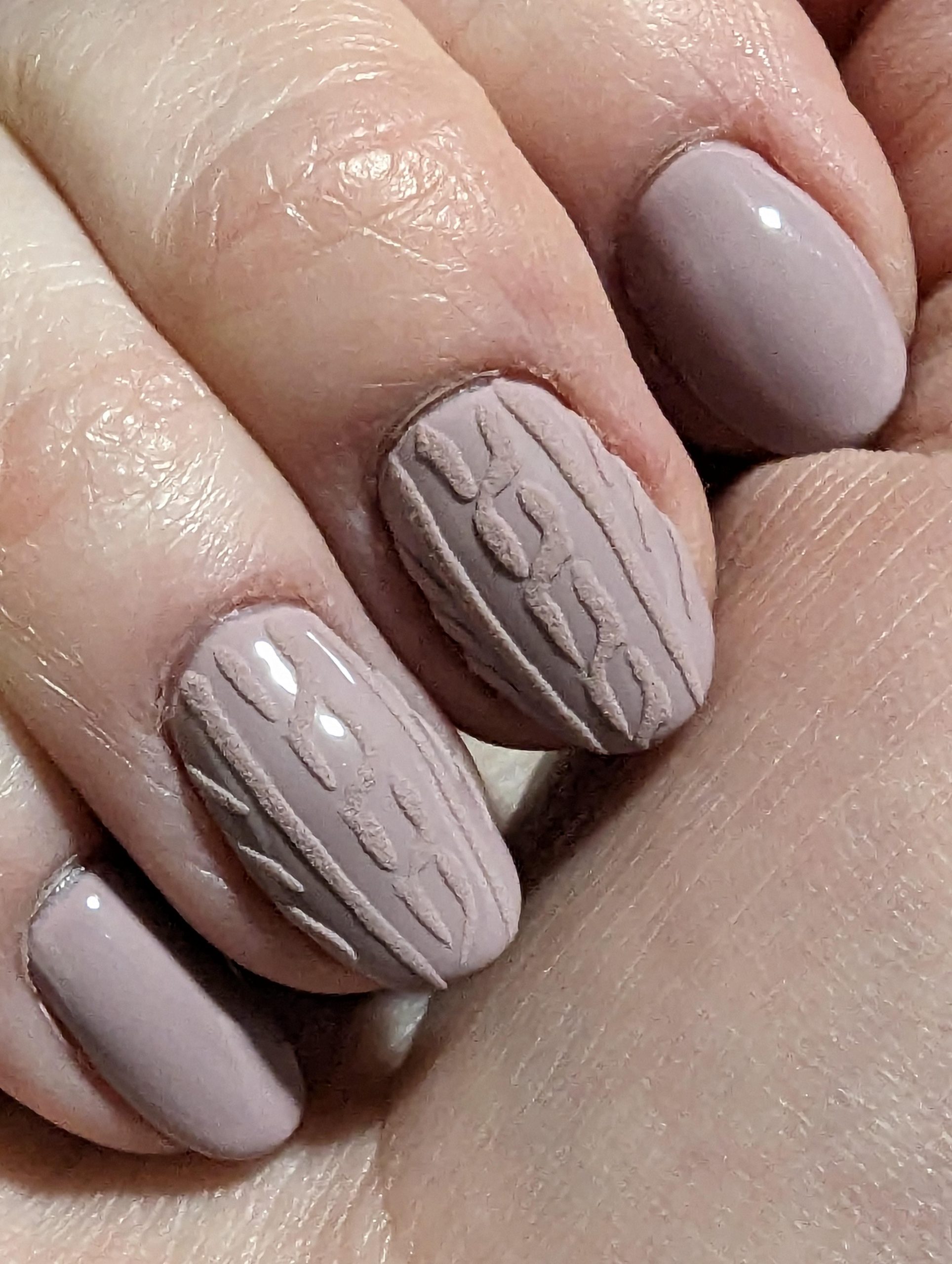 Medium Coffin Mauve-Pink All-Over Knit — Sweater Nails
