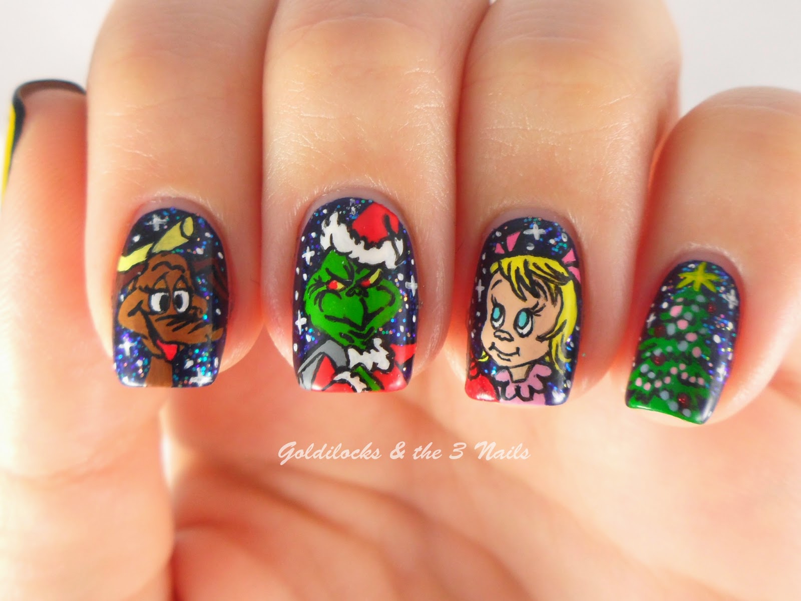 Dark Blue Glitter Grinch Character Nails Dark Blue Glitter Grinch Character Nails β Grinch Nails 2026