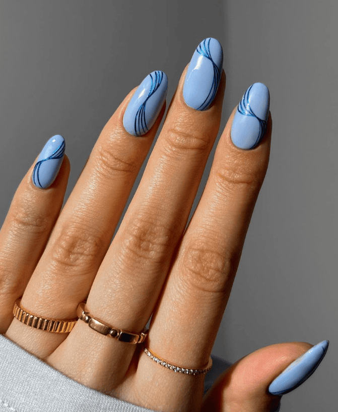 Winter Visual Idea — Medium Length Winter Nails