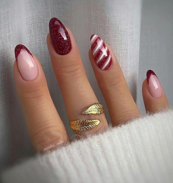 Festive Mixed Media Oval Nails Festive Mixed Media Oval Nails β New Years Nail Colors 2027