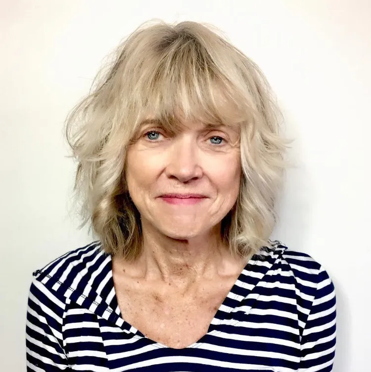 Ash Blonde Lob With Face-Framing Layers — Winter Haircuts for Women Over 60