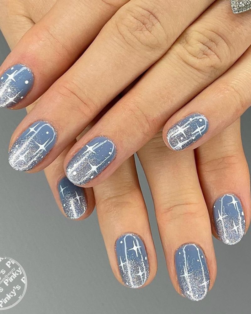 Both Hands Visual Idea — Medium Length Winter Nails