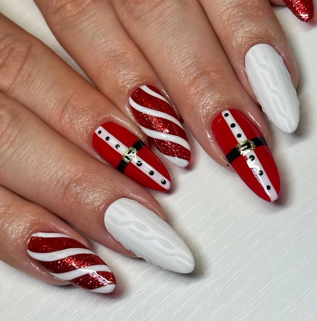 Red White Black Gold Visual Idea Red White Black Gold Visual Idea β Christmas Nails 2026