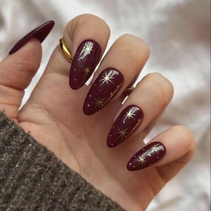 Long Almond Wine Red Constellation Long Almond Wine Red Constellation β Wine Christmas Nails 2026