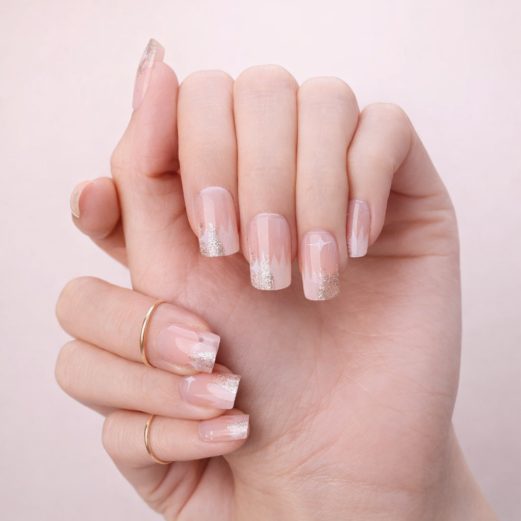 Glitter French Tip Short Square Glitter French Tip Short Square β New Years Square Nails 2027