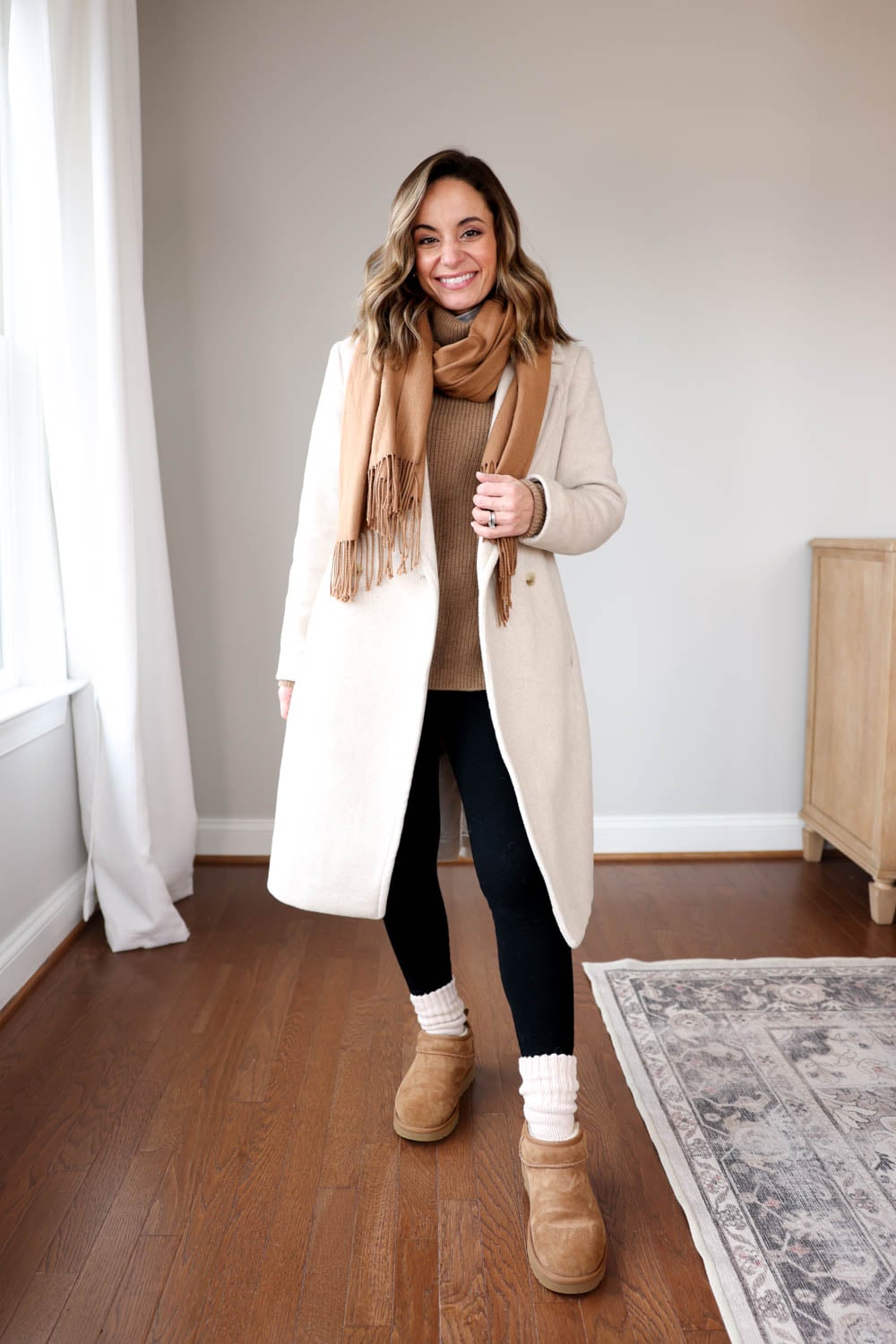 Cozy Ugg-Style Boots with Long Coat — Casual Winter Outfits