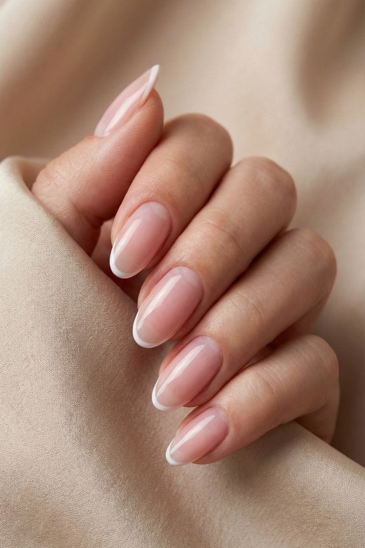 Pinkish Nude Base Opaque White Tips Pinkish Nude Base Opaque White Tips β New Years French Tip Nails 2027