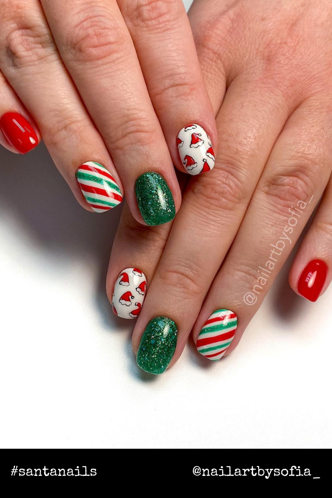 Santa Hat Design Visual Idea Santa Hat Design Visual Idea β Red and Green Christmas Nails 2026