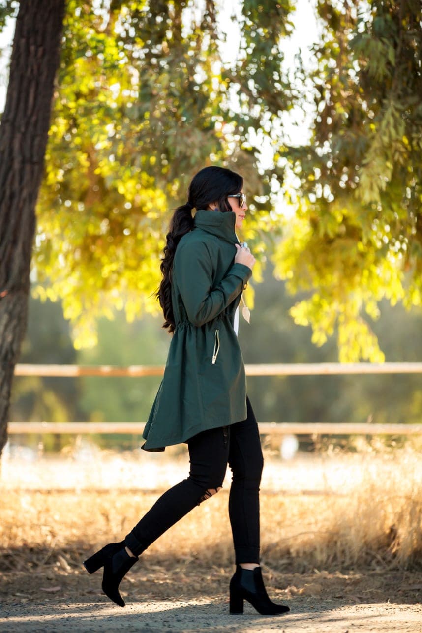 Outdoor Ready: Parka Jacket, Skinny Jeans, and Block Heel Boots Outdoor Ready: Parka Jacket, Skinny Jeans, and Block Heel Boots β Ankle Boots Outfits