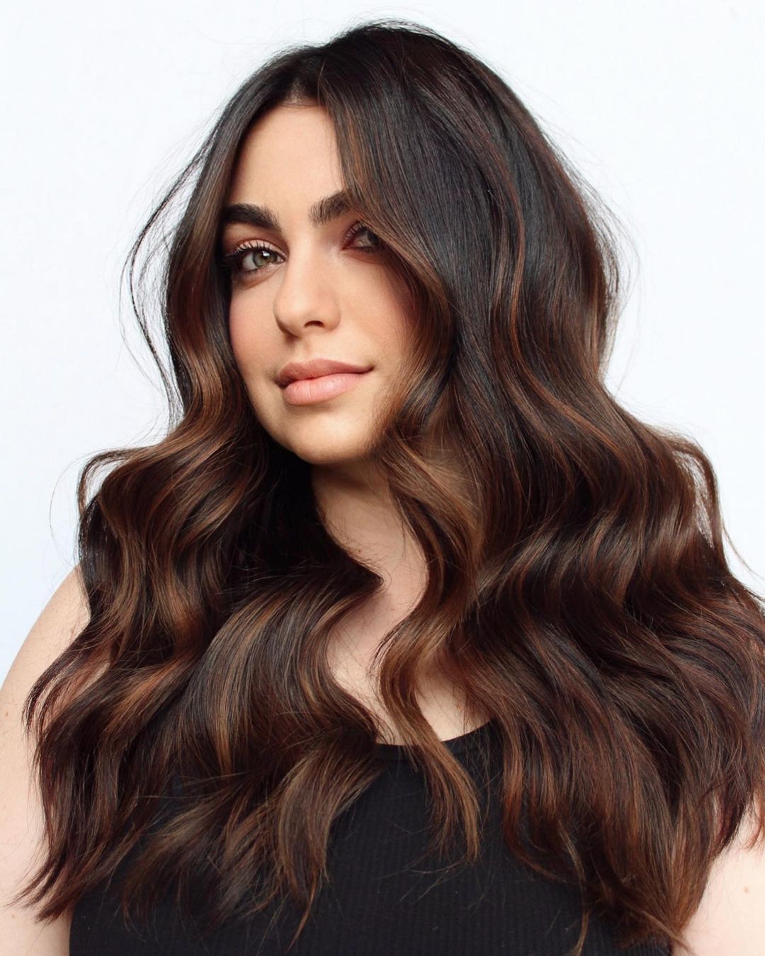Shoulder-Length Dark Brown With Caramel Highlights Shoulder-Length Dark Brown With Caramel Highlights β Dark Winter Hair Colors