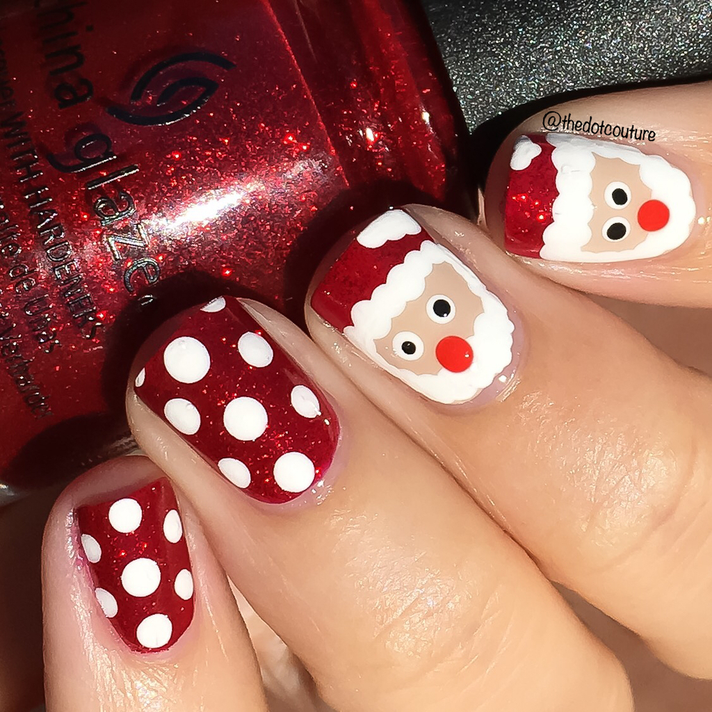 Santa Claus Faces Polka Dots Nails Santa Claus Faces Polka Dots Nails β Easy Christmas Nails 2026