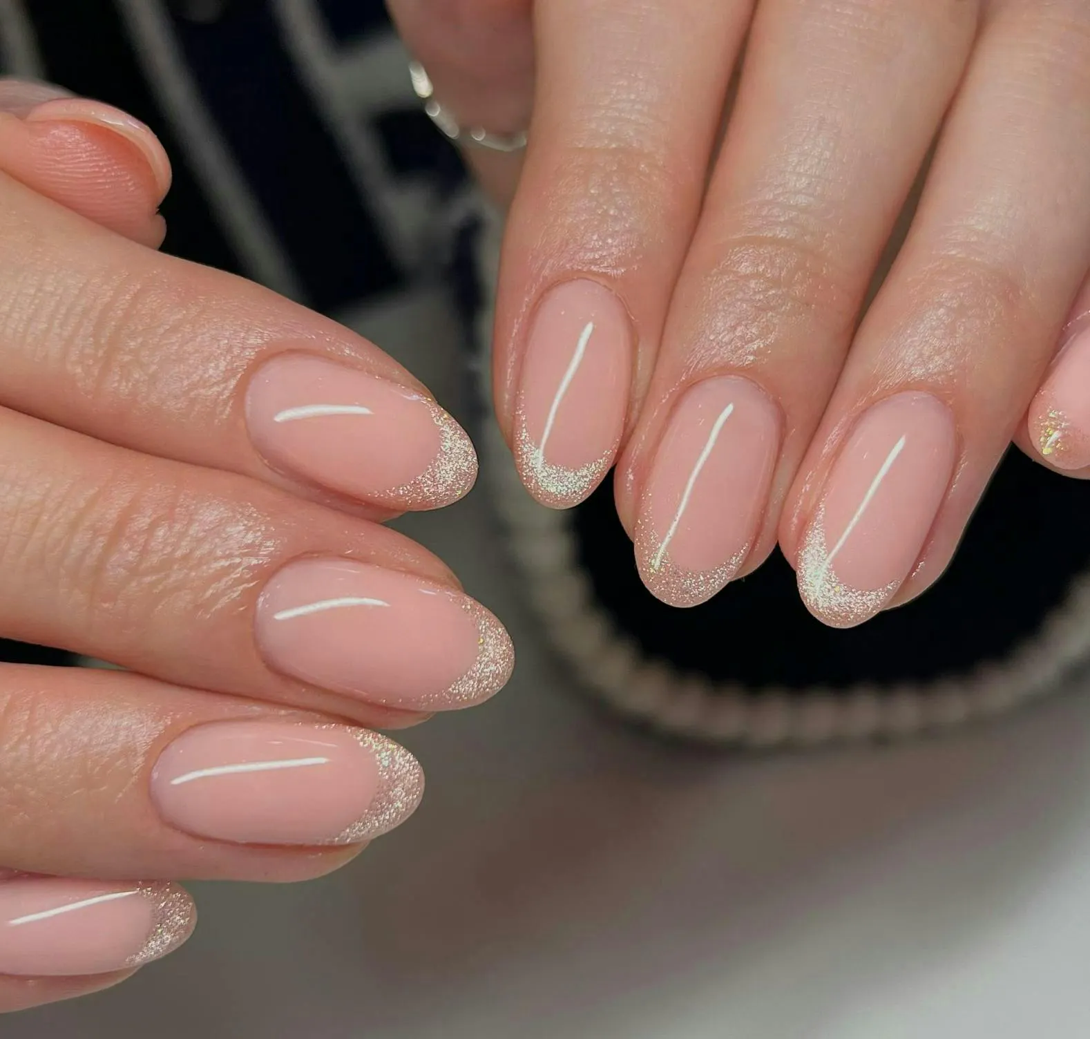 Glitter Base White Line French Glitter Base White Line French β New Years French Tip Nails 2027
