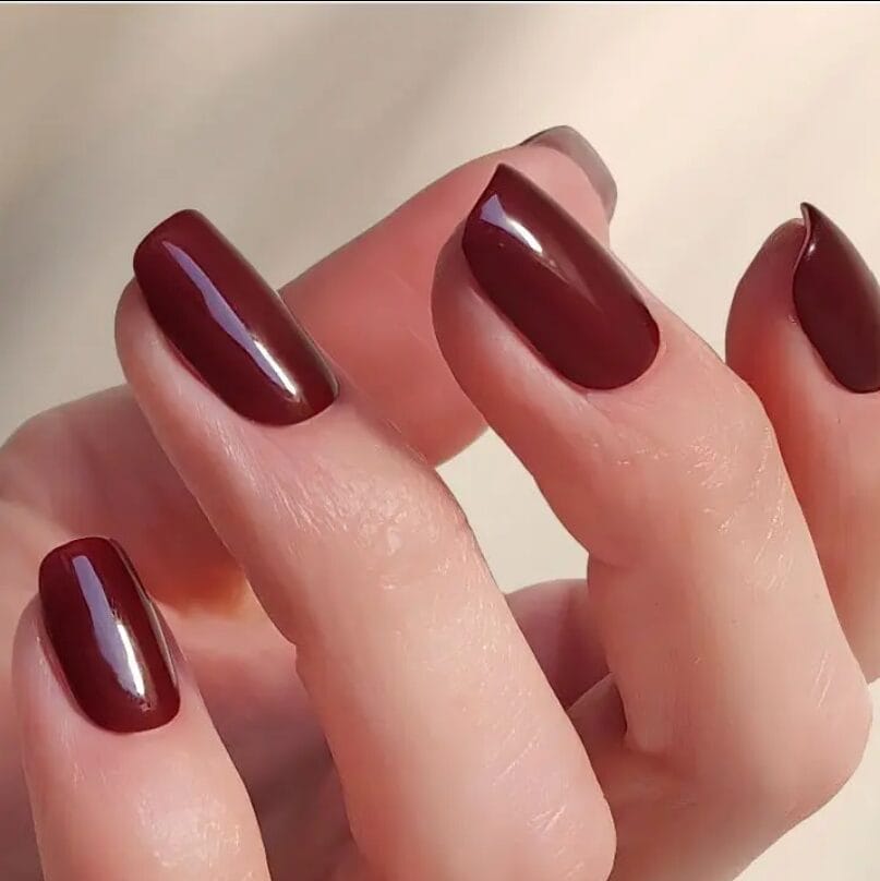 Deep Red With Brown Undertones Visual Idea — Winter Gel Nail Colors