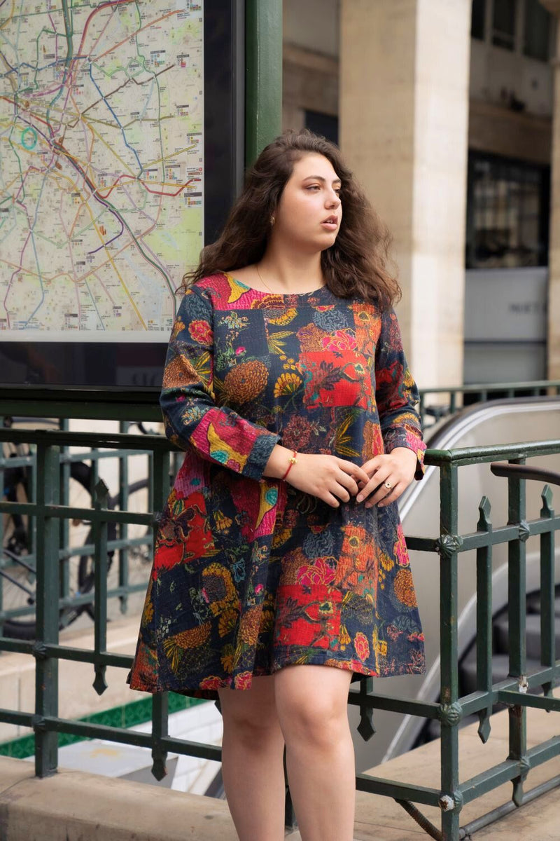 Chevron Pattern Dress with Coat and Suede Slouch Boots Chevron Pattern Dress with Coat and Suede Slouch Boots β Winter Dress Outfits