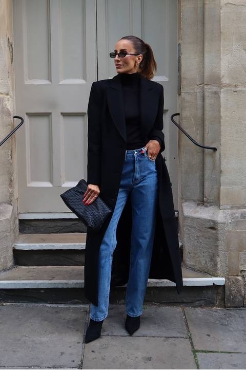 Sharp Tailoring: The Classic Black Coat and Denim Combination — London Winter Outfits