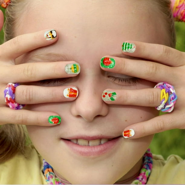 Gingerbread Men and Snowflakes on Short Square Nails — Christmas Nails for Kids 2026