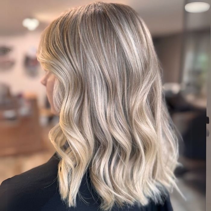 Softer Platinum Bob with Ash Balayage Softer Platinum Bob with Ash Balayage β Winter Balayage