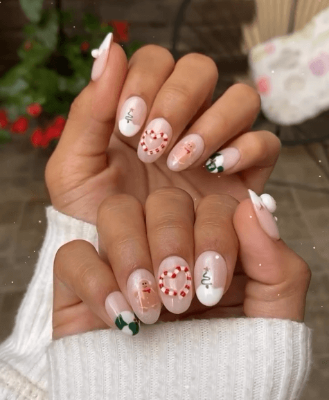 Gingerbread Man Decal Oval Nails Gingerbread Man Decal Oval Nails β Holiday Nails 2026