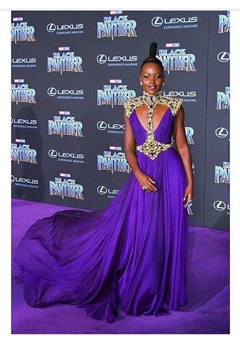 Lupita Nyong'o's Regal Gown with Gold Embellishments Lupita Nyong'o's Regal Gown with Gold Embellishments β Royal Purple Outfits