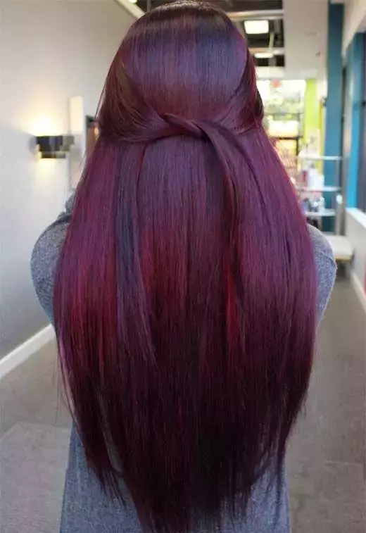 Mahogany With Striking Red Balayage Highlights — Mahogany Hair Color